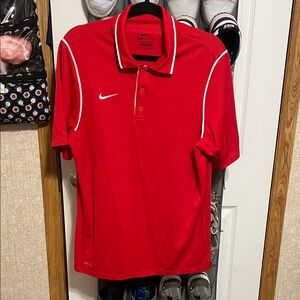 Nike Men's Red Dri-FIT Polo Shirt